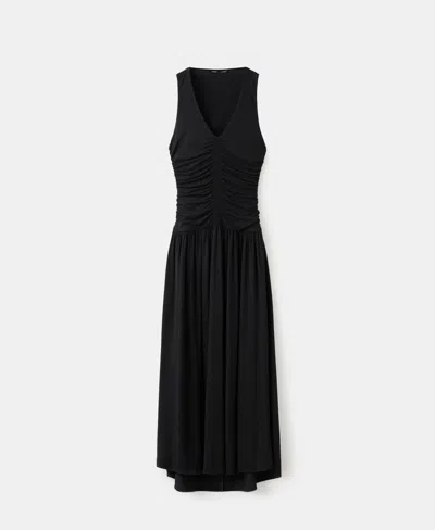 Mango Women's Shirred Long Dress In Black
