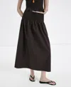 Mango Lyocell Smocked Skirt In Blue