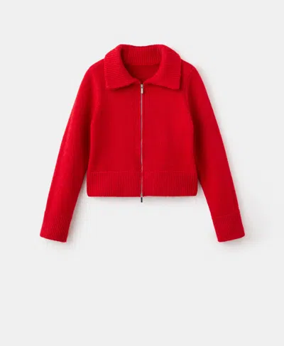 Mango Women's Shirt Collar Cardigan In Red