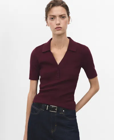 MANGO WOMEN'S SHIRT COLLAR FINE-KNIT SWEATER