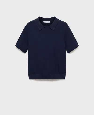 Mango Women's Shirt Collar Sweater In Blue
