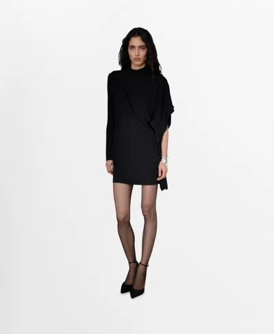 Mango Women's Short Asymmetric Sleeve Dress In Black