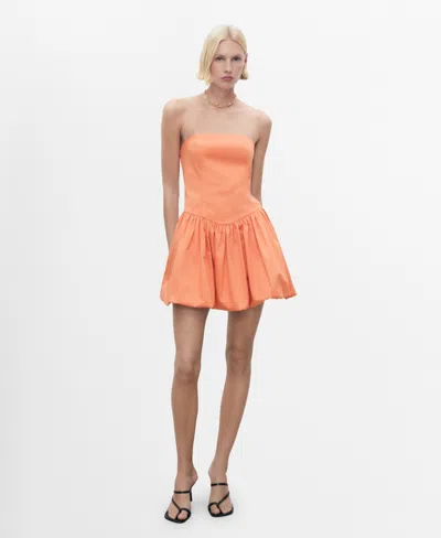Mango Women's Short Balloon-effect Dress In Orange