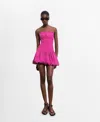 Mango Strapless Bubble Hem Minidress In Metallic