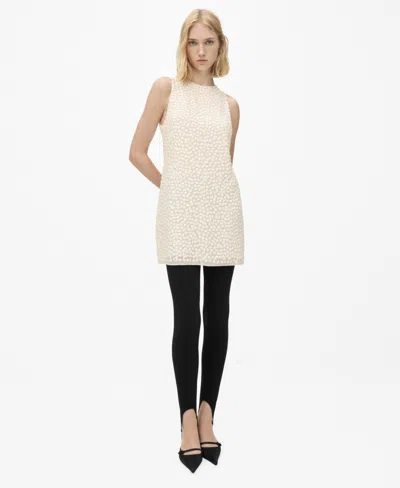 Mango Women's Short Beaded Dress In Beige | ModeSens