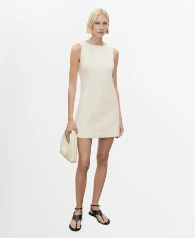 Mango Women's Short Button-down Linen-blend Dress