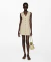 Mango Short Buttoned Dress Beige In Beige