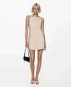 Mango Short Buttoned Dress Ecru In Ecru