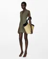 Mango Short Buttoned Dress Khaki In Khaki