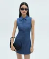 Mango Sleeveless Denim Dress In Medium Blue