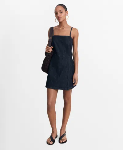 Mango Women's Short Denim Romper In Blue