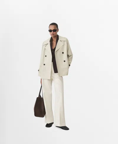 Mango Women's Short Double-breasted Trench Coat In Light,pastel Gray