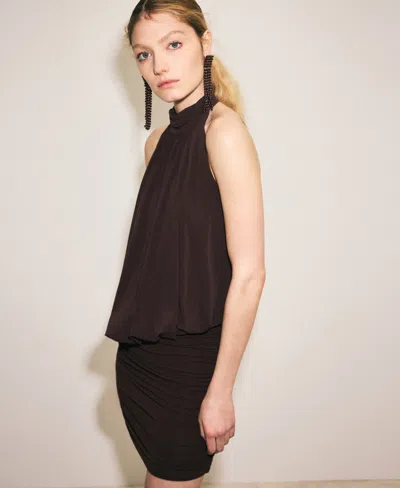 Mango Women's Short Draped Dress In Brown
