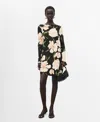 Mango Short Floral-print Dress In Black