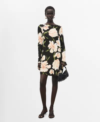 MANGO WOMEN'S SHORT FLORAL-PRINT DRESS