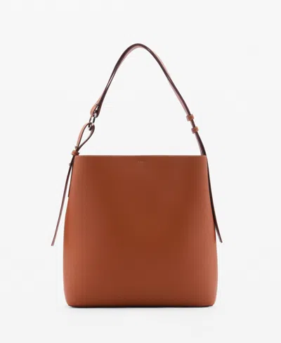 Mango Women's Short Handle Shopper Bag In Leather