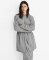 Mango Longline Tie Belt Cardigan In Gray