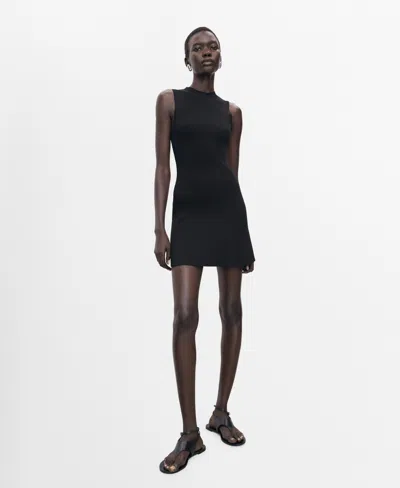 Mango Women's Short Knitted Dress In Black