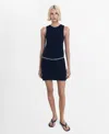 Mango Sleeveless Knit Shift Dress In Blue
