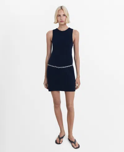 Mango Women's Short Knitted Dress In Blue