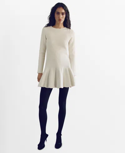 Mango Women's Short Knitted Dress In Ecru