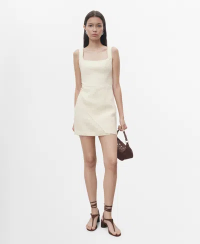 Mango Women's Short Linen Dress In Sand
