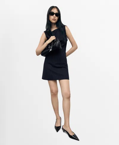 MANGO WOMEN'S SHORT PINSTRIPE DRESS