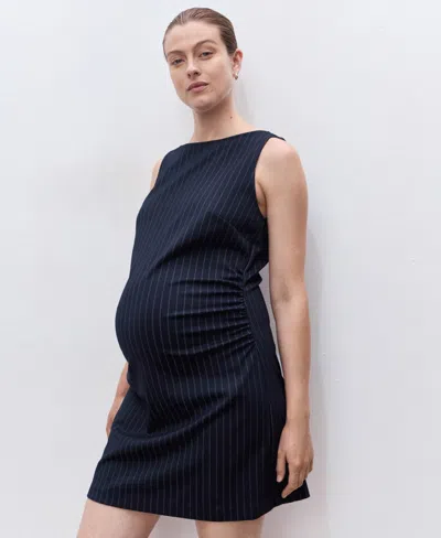 MANGO WOMEN'S SHORT PINSTRIPE DRESS