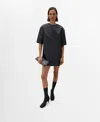 Mango Short Satin Dress Charcoal In Gray