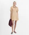 Mango Short Sleeve Shirtdress In Brown
