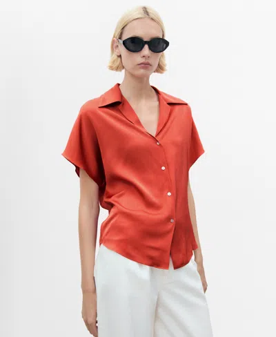 Mango Women's Short Sleeve Fluid Shirt In Red
