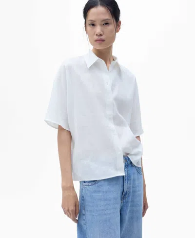 Mango Women's Short Sleeve Linen-blend Shirt