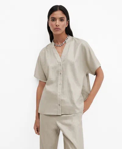 Mango Women's Short Sleeve Linen-blend Shirt In Neutral