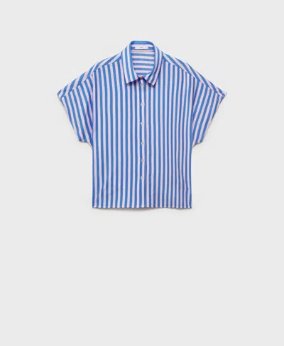 MANGO WOMEN'S SHORT SLEEVE STRIPED SHIRT