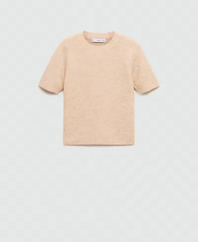 Mango Women's Short Sleeve Sweater In Ecru