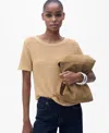 Mango Perkins Mock Neck Rib Sweater In Medium Brown