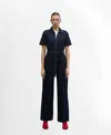 Mango Women's Short-sleeved Denim Jumpsuit In Open Blue