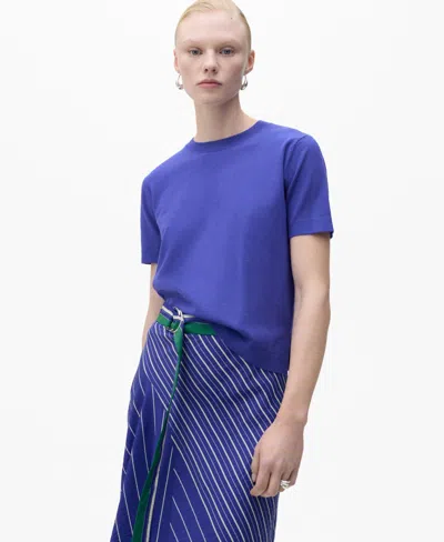 Mango Women's Short-sleeved Fine-knit Sweater In Blue