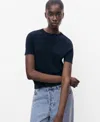 Mango Short Sleeve Fine Knit Cotton Blend Sweater In Multi