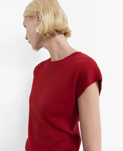 Mango Women's Short-sleeved Fine-knit Sweater In Red