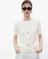 Mango Short-sleeved Knitted Cardigan Ecru In Sand