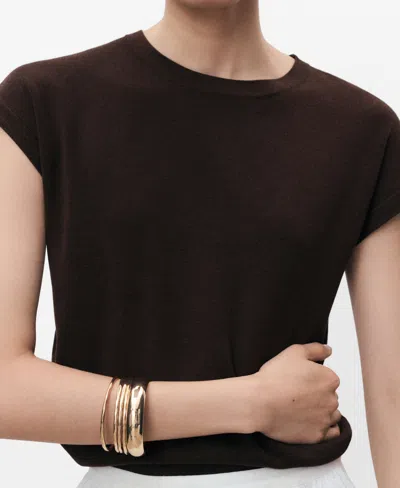 Mango Women's Short-sleeved Knitted Cotton Sweater In Black