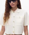 Mango Short Sleeve Cardigan In Neutral