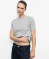 Mango Short Sleeve Sweater In Gray