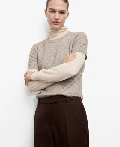 Mango Short Sleeve Crewneck Sweater In Gray