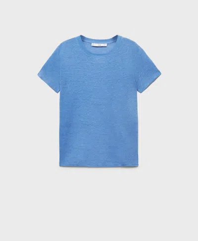 Mango Women's Short-sleeved Linen T-shirt In Blue