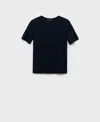 Mango Linen T-shirt In Blue