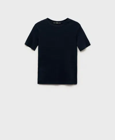 Mango Women's Short-sleeved Linen T-shirt In Dark Navy