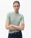 Mango Linen T-shirt In Green
