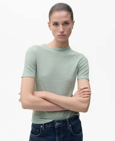 Mango Women's Short-sleeved Linen T-shirt In Green